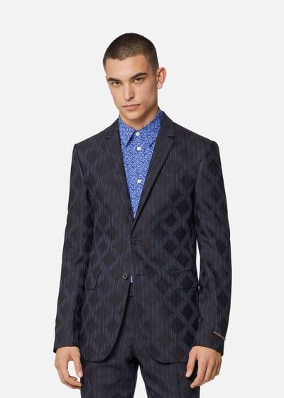 VERSACE Pinstripe Argyle Wool Jacquard Blazer outlook