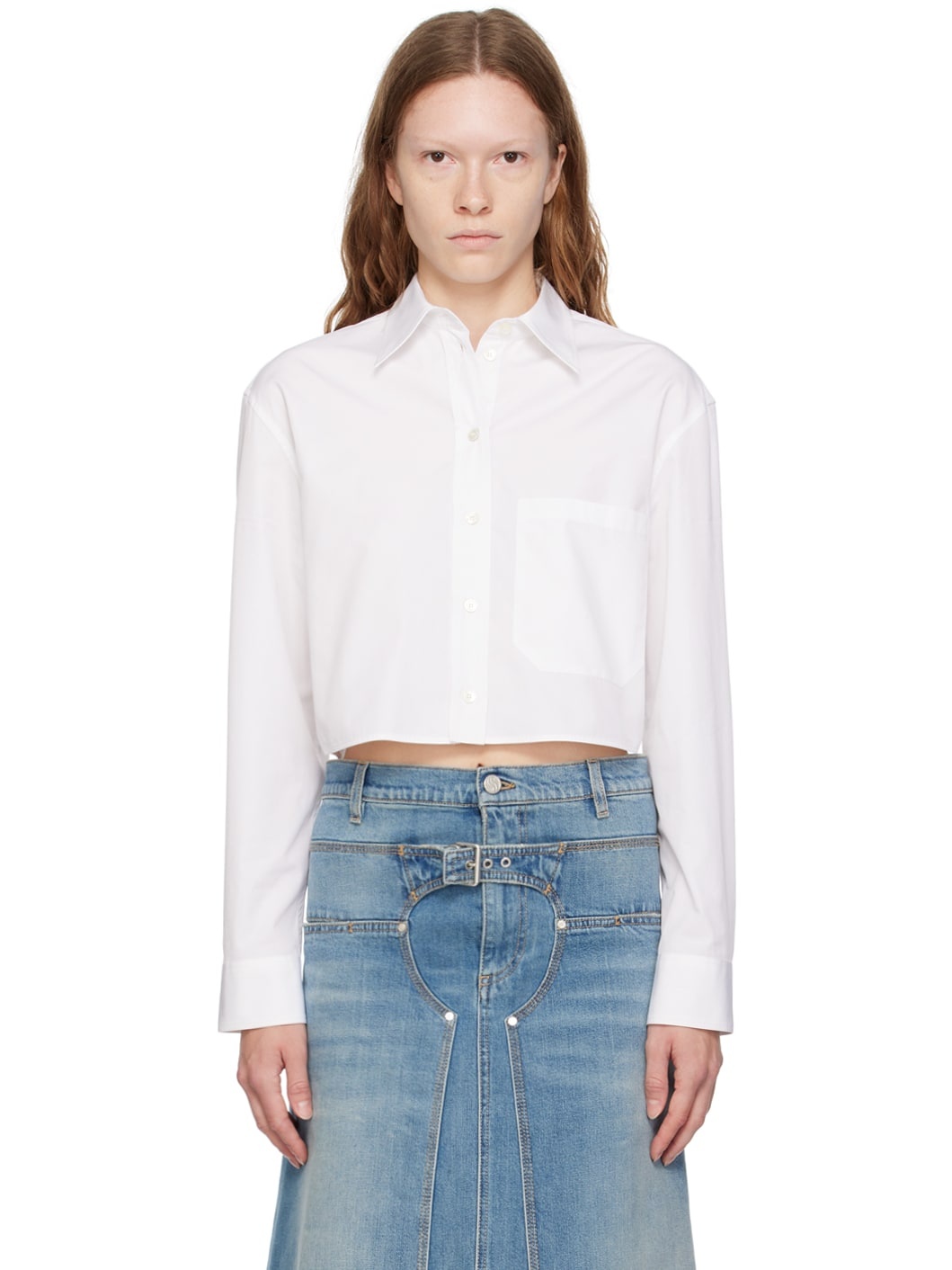 White Spread Collar Shirt - 1