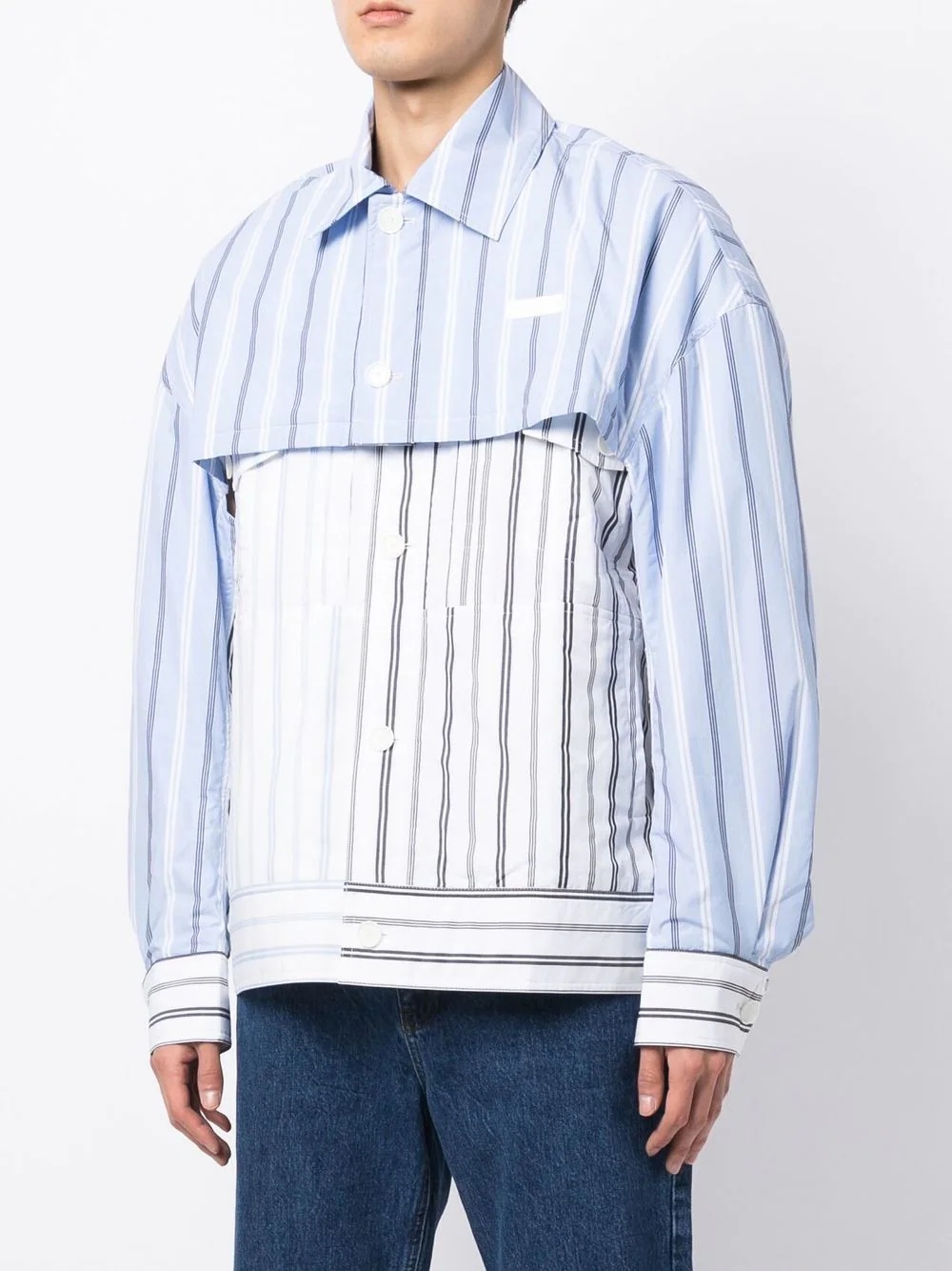 layered striped jacket - 3