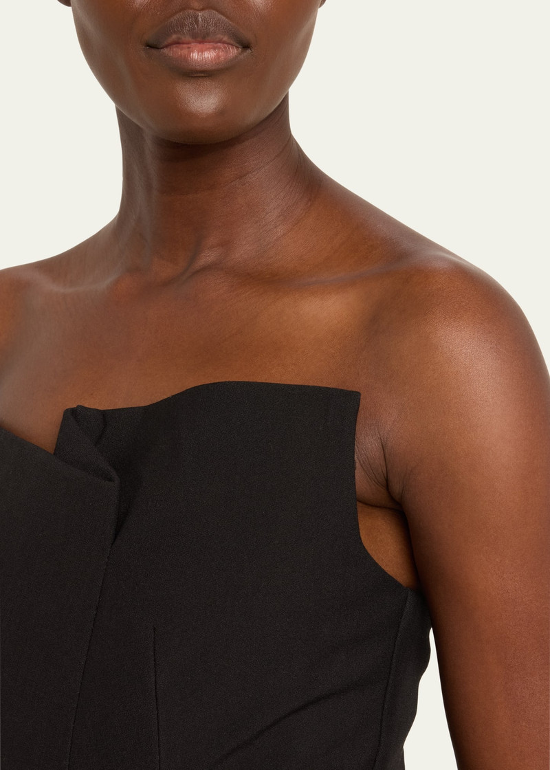 Strapless Crepe Gown with Gathered Bodice 5