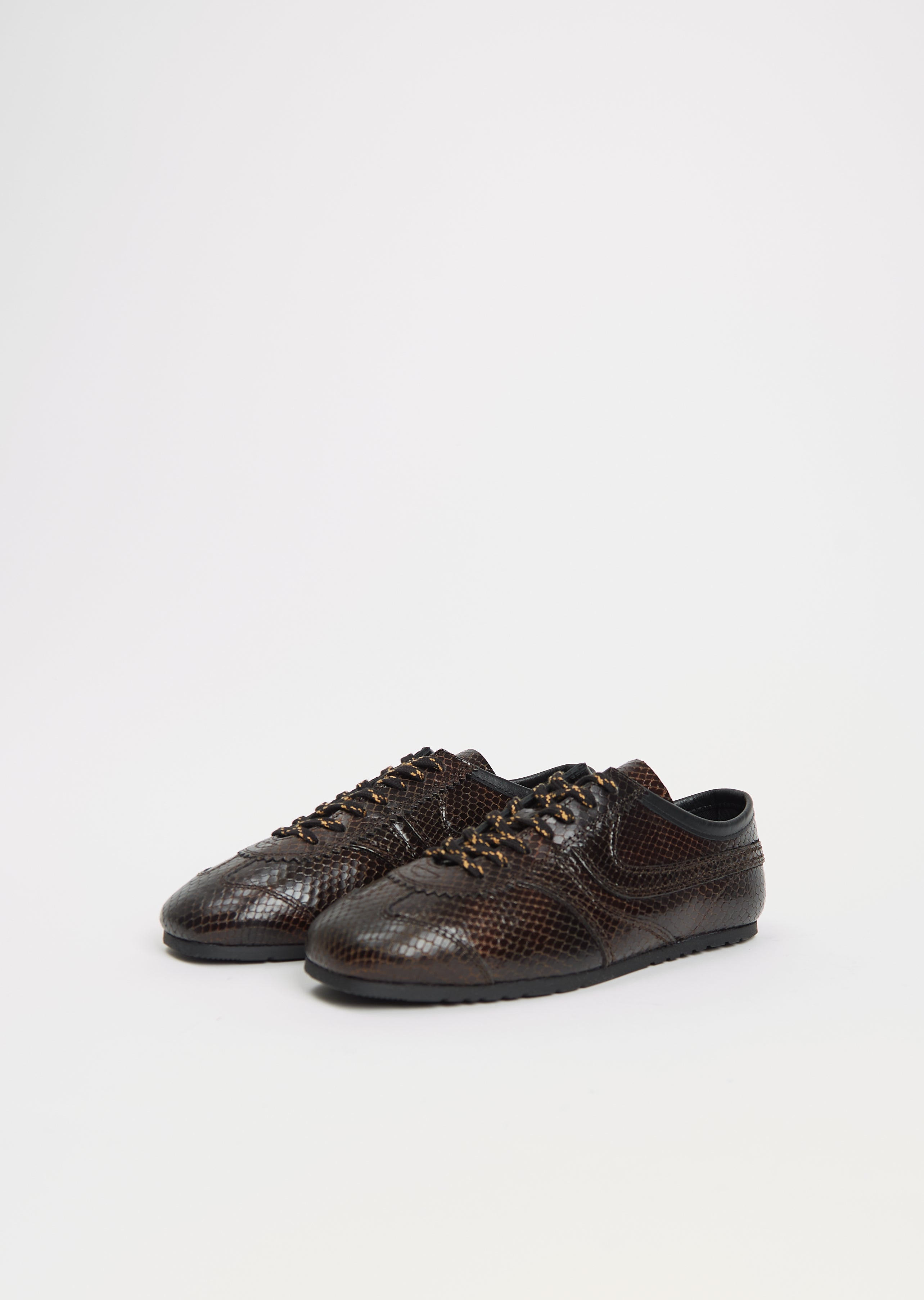 Snake Effect Leather Trainer - 2