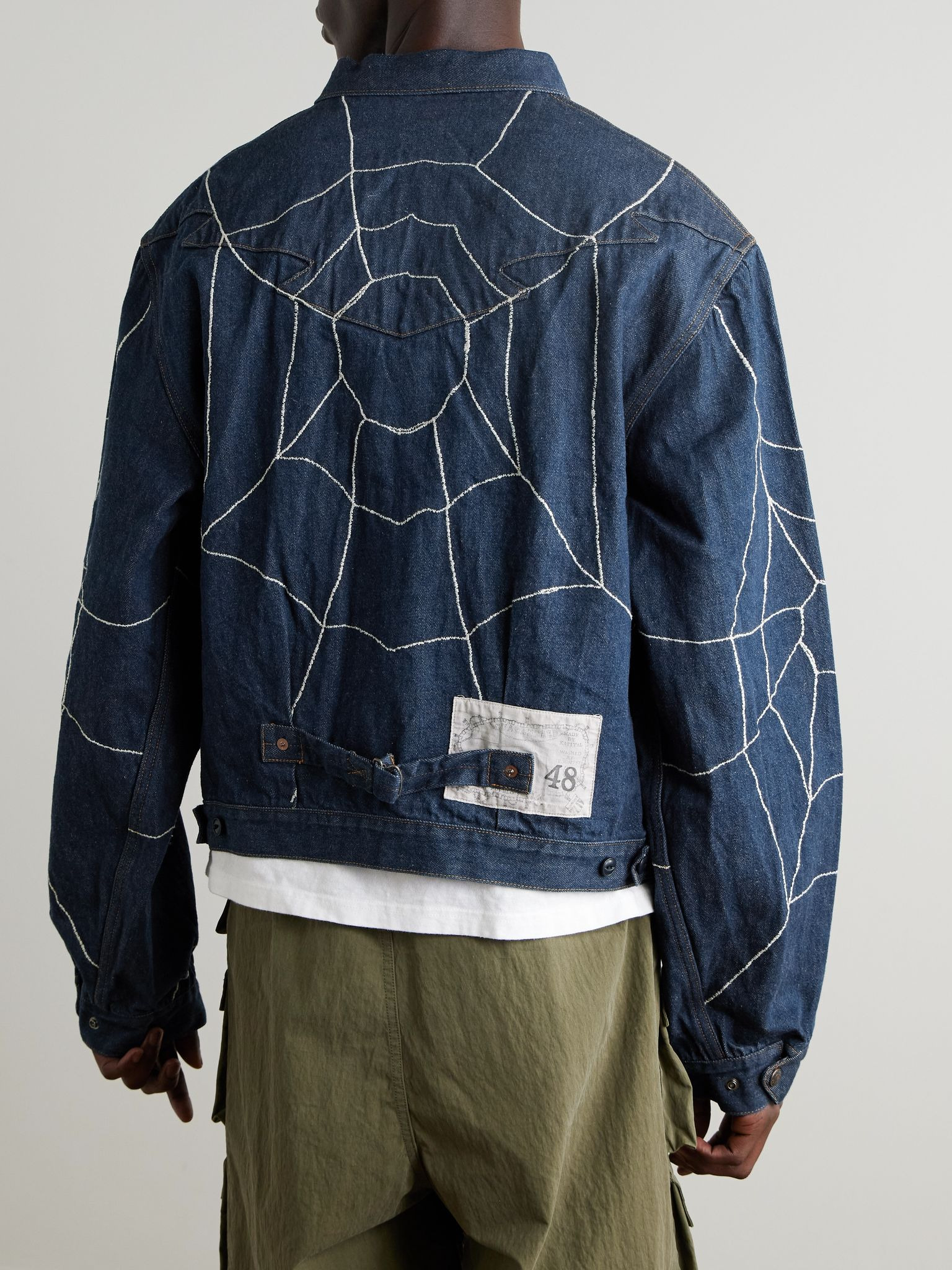 Thunderbird Embroidered Denim Blouson Jacket Blue - 3