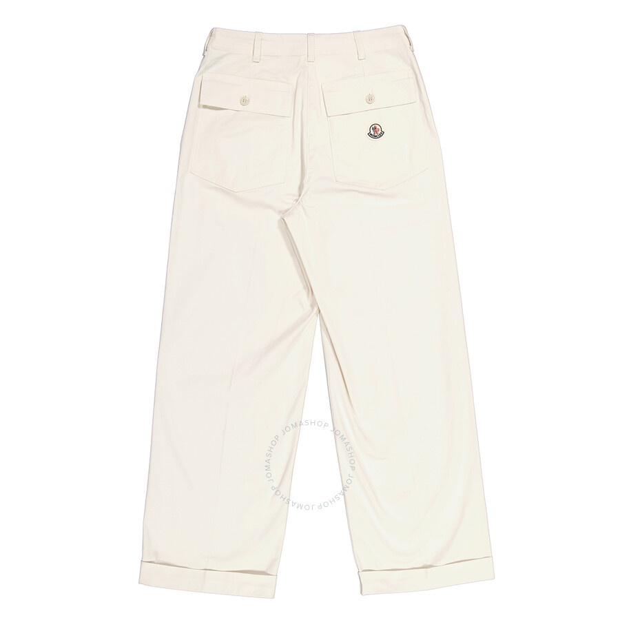 Moncler Ladies Natural Logo Patch Straight Leg Pants - 2