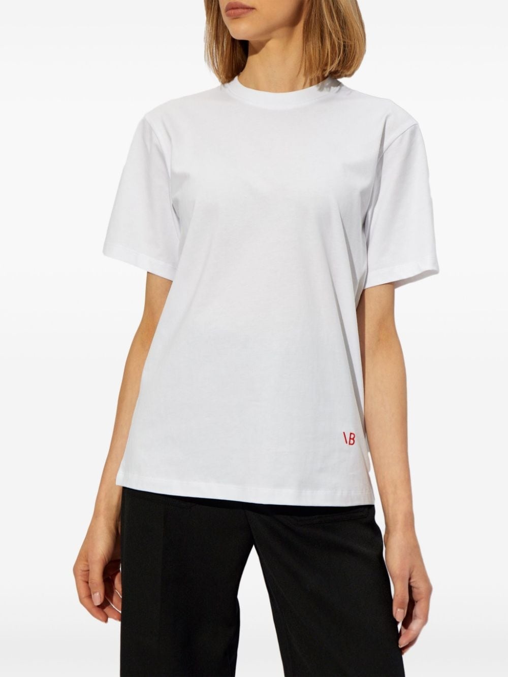 logo-embroidered cotton T-shirt - 3