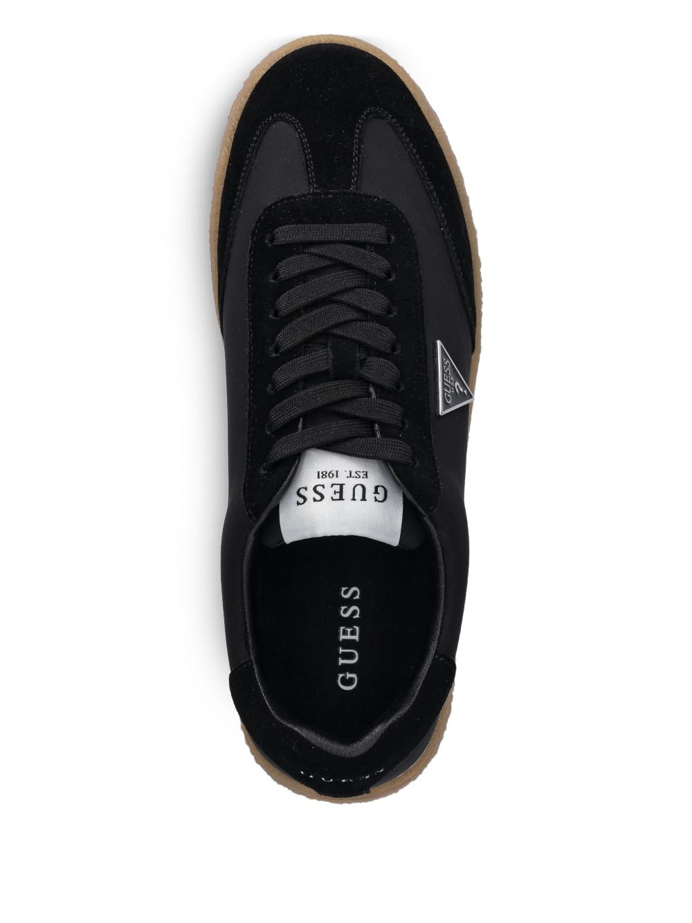logo-plaque suede sneakers - 3