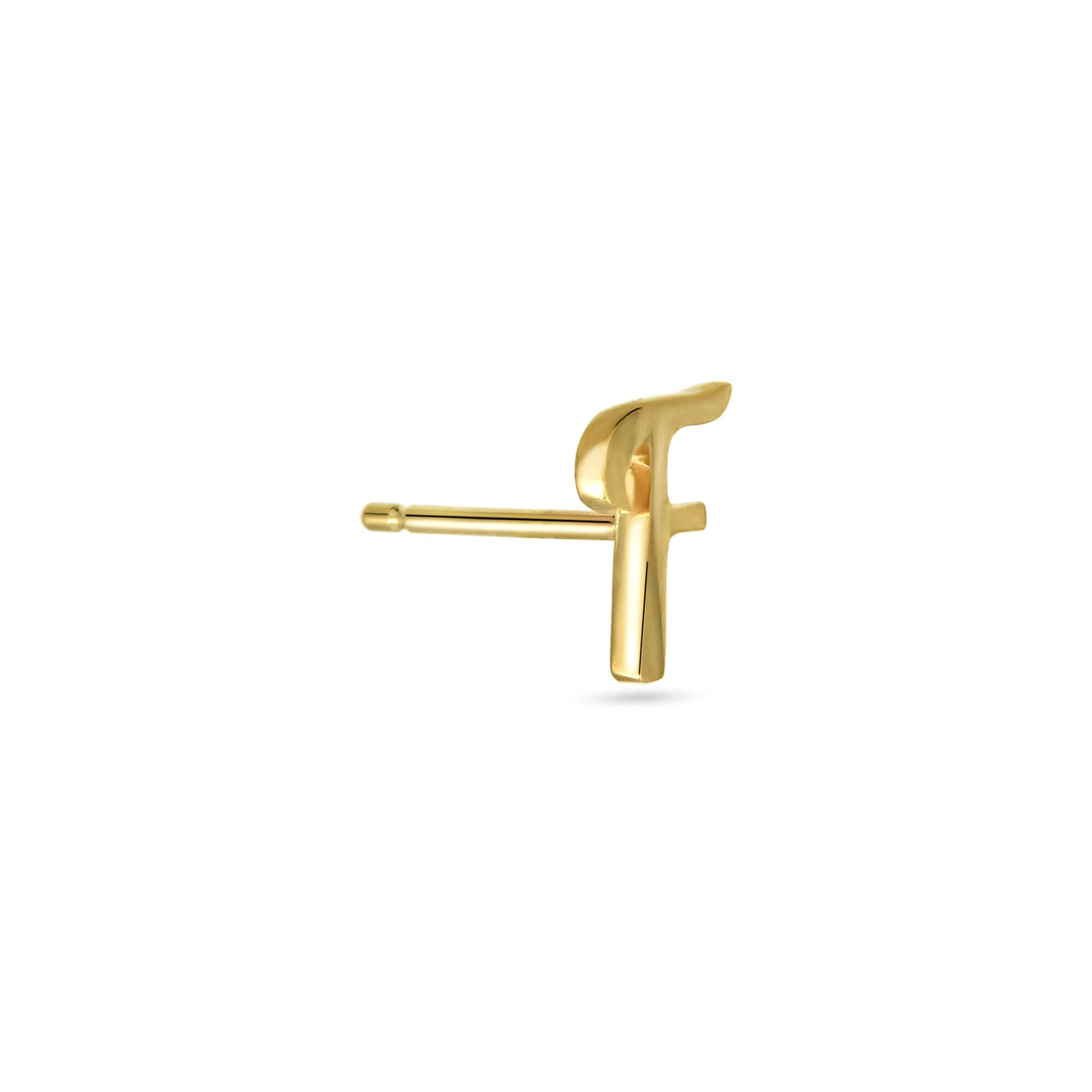 Gold Cursive Initial Stud - 3