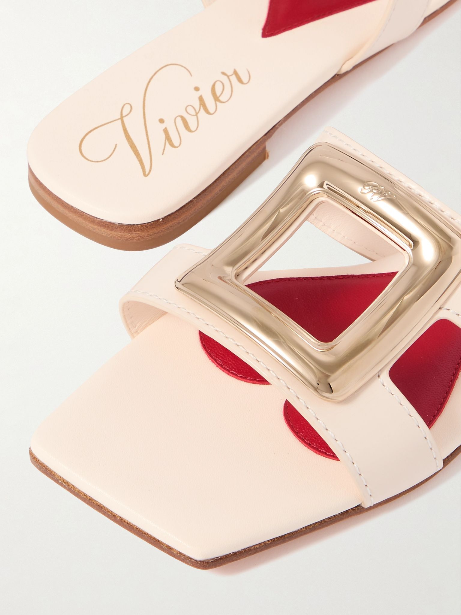 Nagoya embellished cutout leather slides Off-white - 4