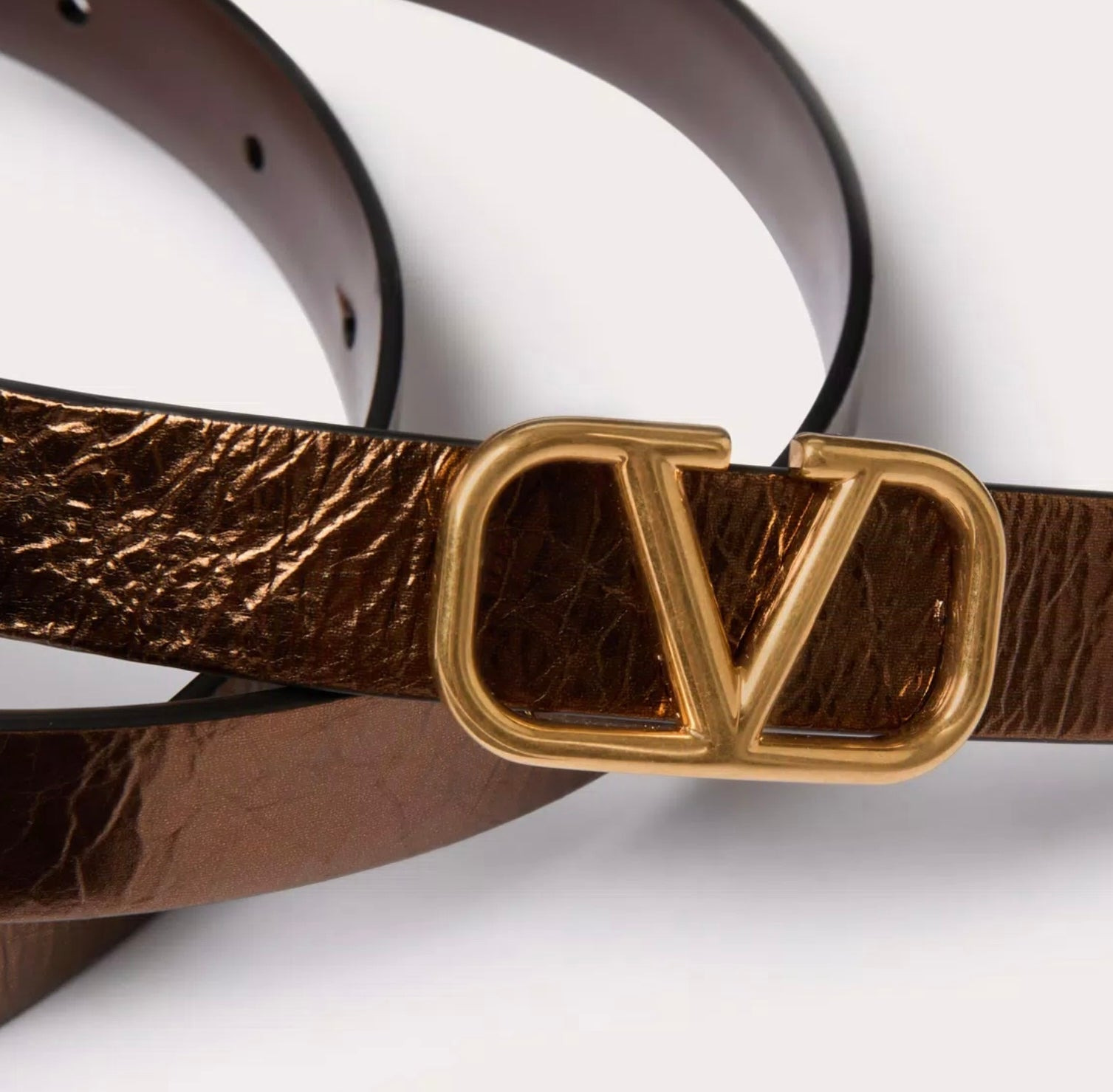 Valentino Reversible Vlogo Signature Belt In Metallic Calfskin With Craquele Effect And Shiny Calfsk - 2