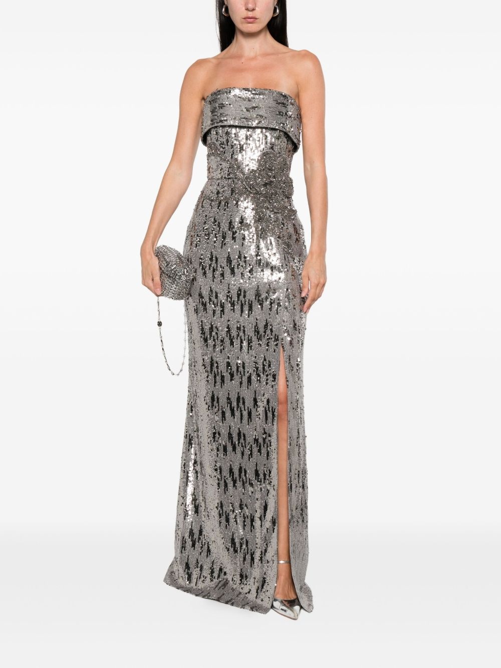 sequin-embellished strapless maxi dress - 2