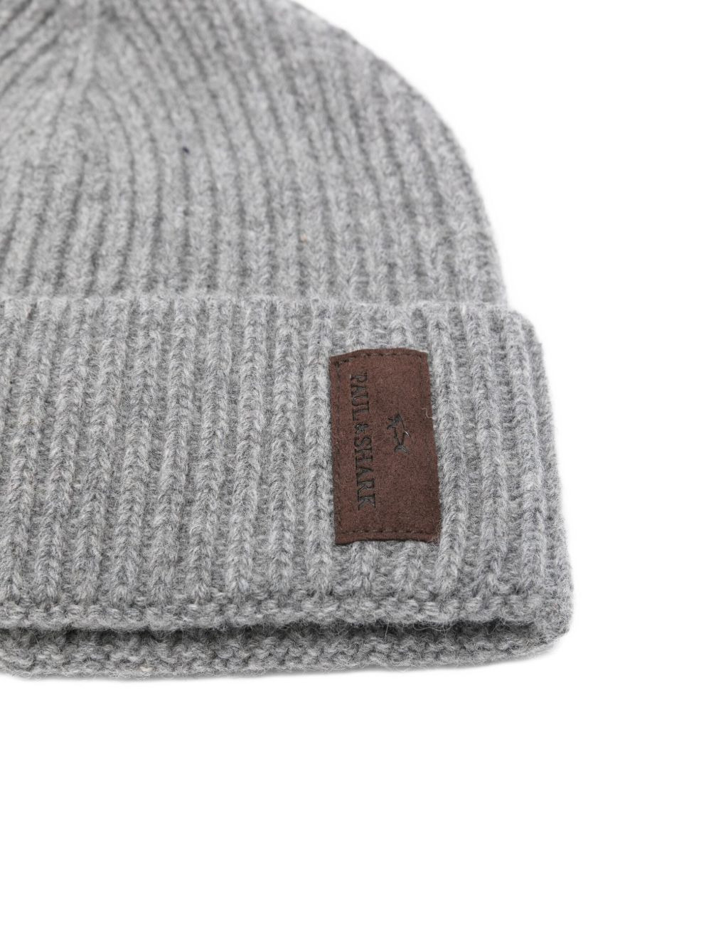 ribbed leather-patch beanie hat - 2