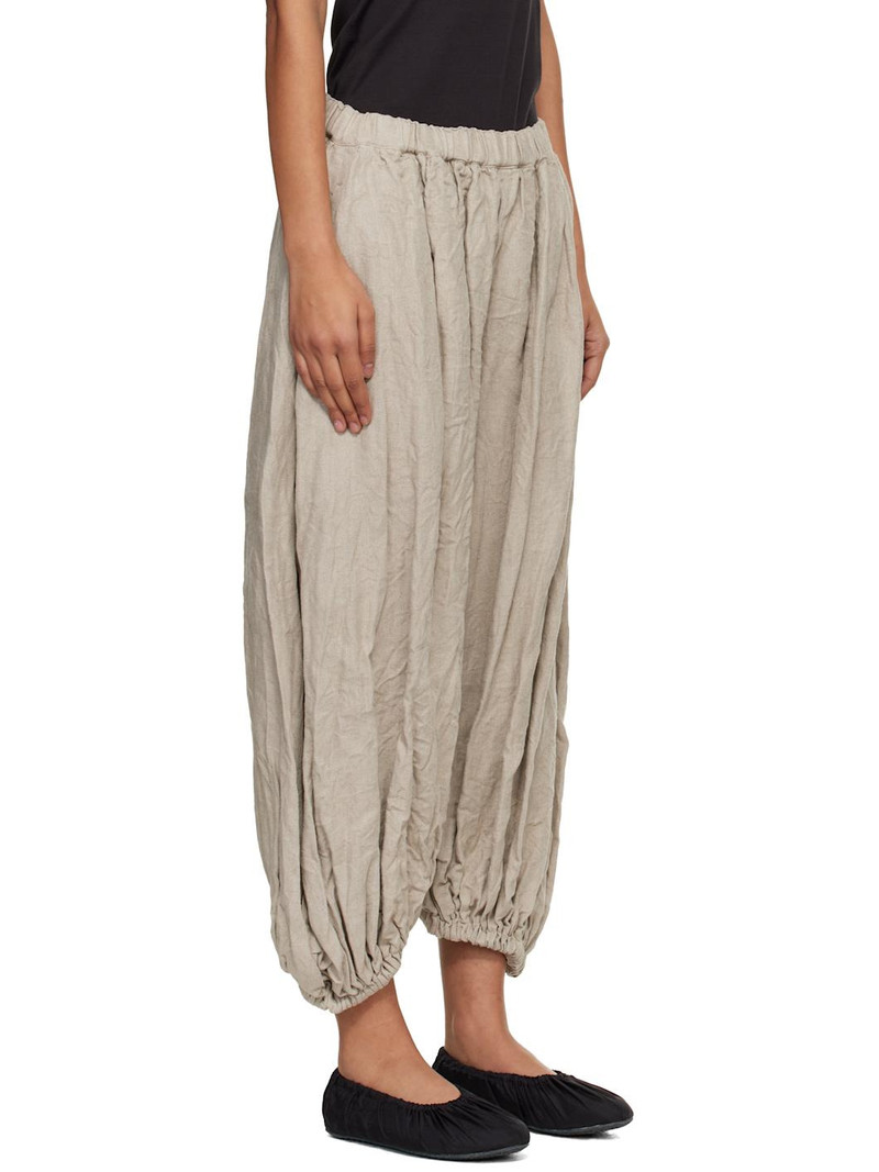 Beige Linen Herringbone Garment Treated Trousers 2