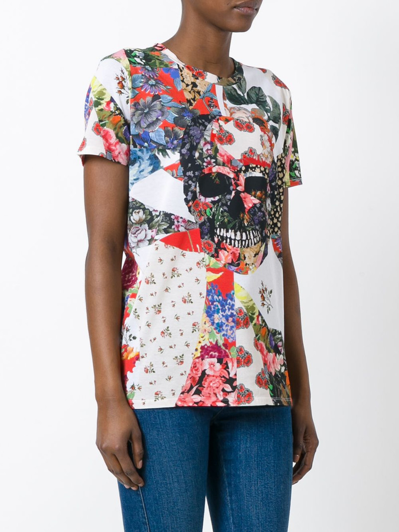 floral skull T-shirt 3