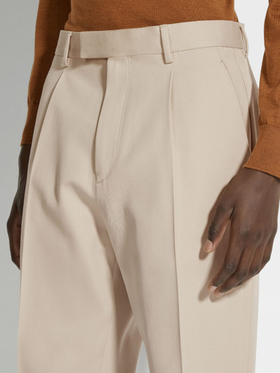 ZEGNA LIGHT BEIGE COTTON AND WOOL PANTS outlook
