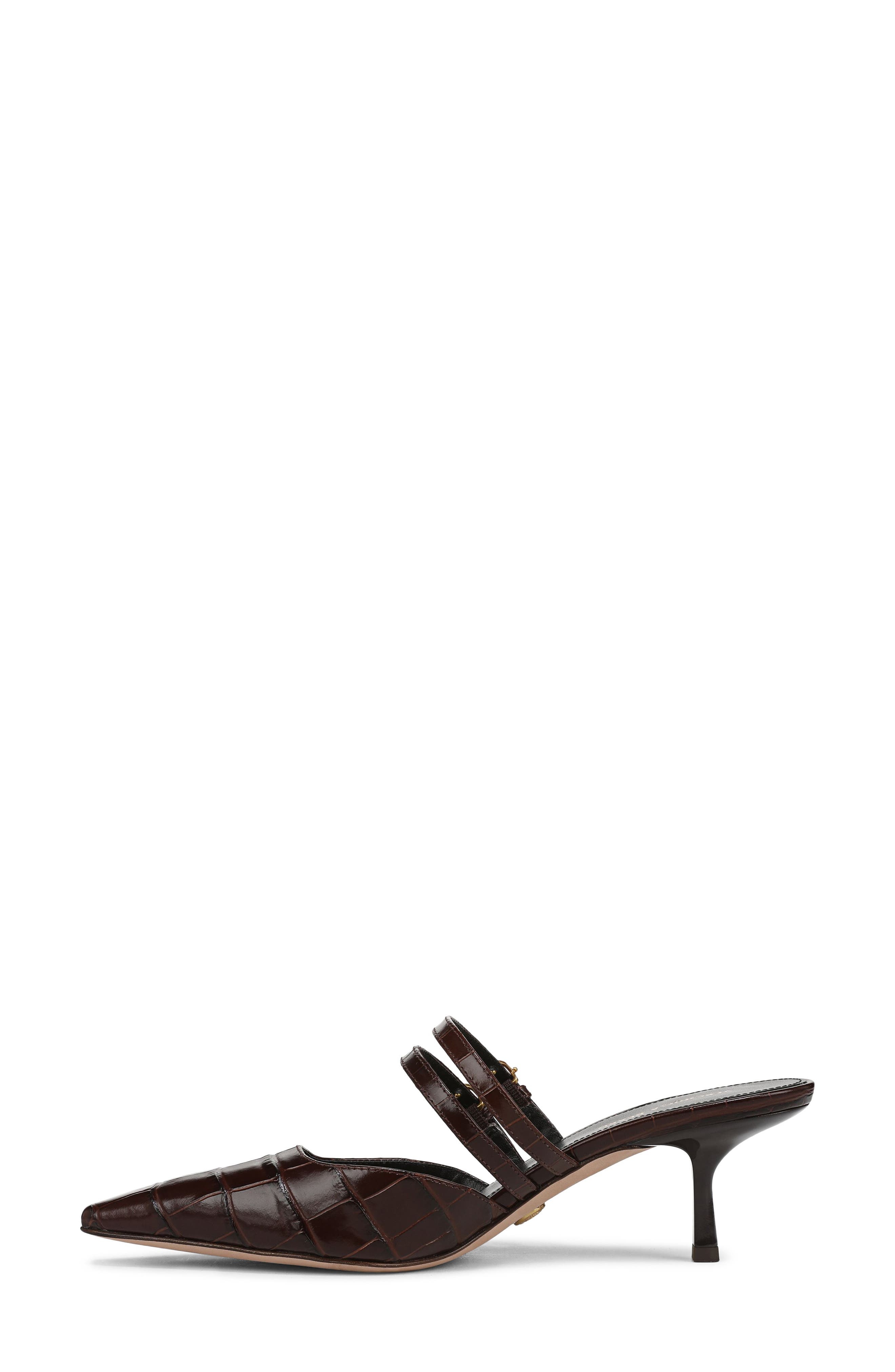 Veronica Beard Corrie Croc Embossed Pointed Toe Pump in Chocolate at Nordstrom - 8
