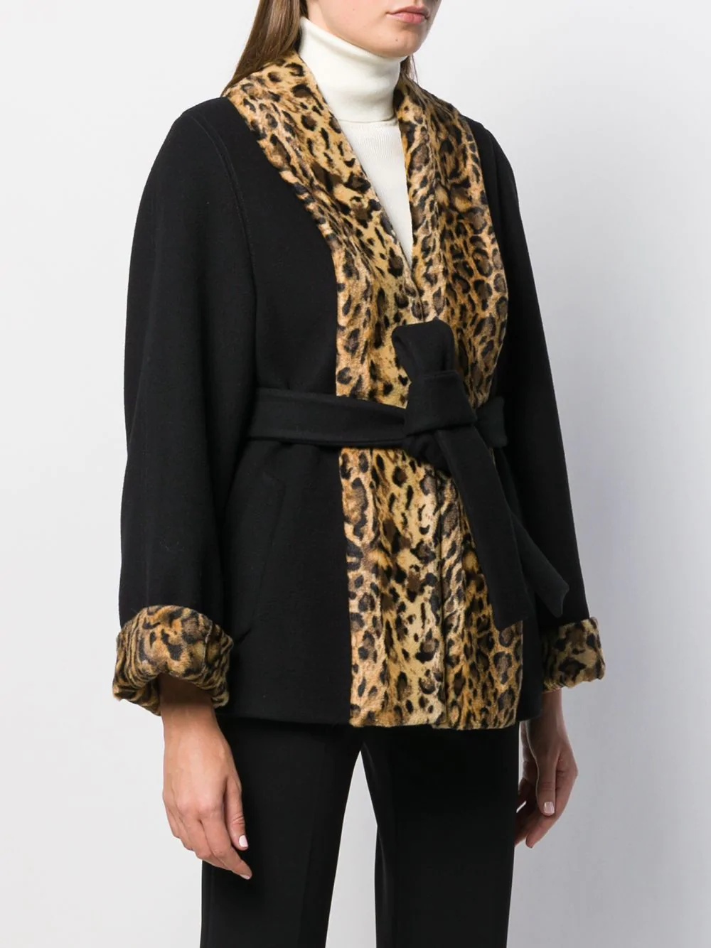 leopard panels coat - 3