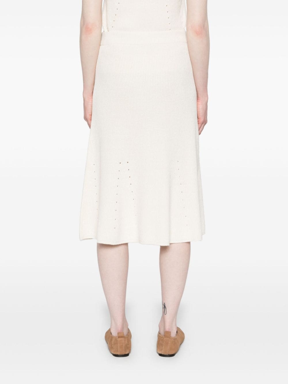 ribbed linen-blend skirt - 4