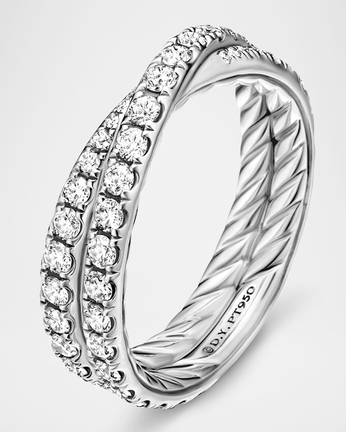 DY Crossover Band Ring with Diamonds in Platinum, 5.2mm - 4