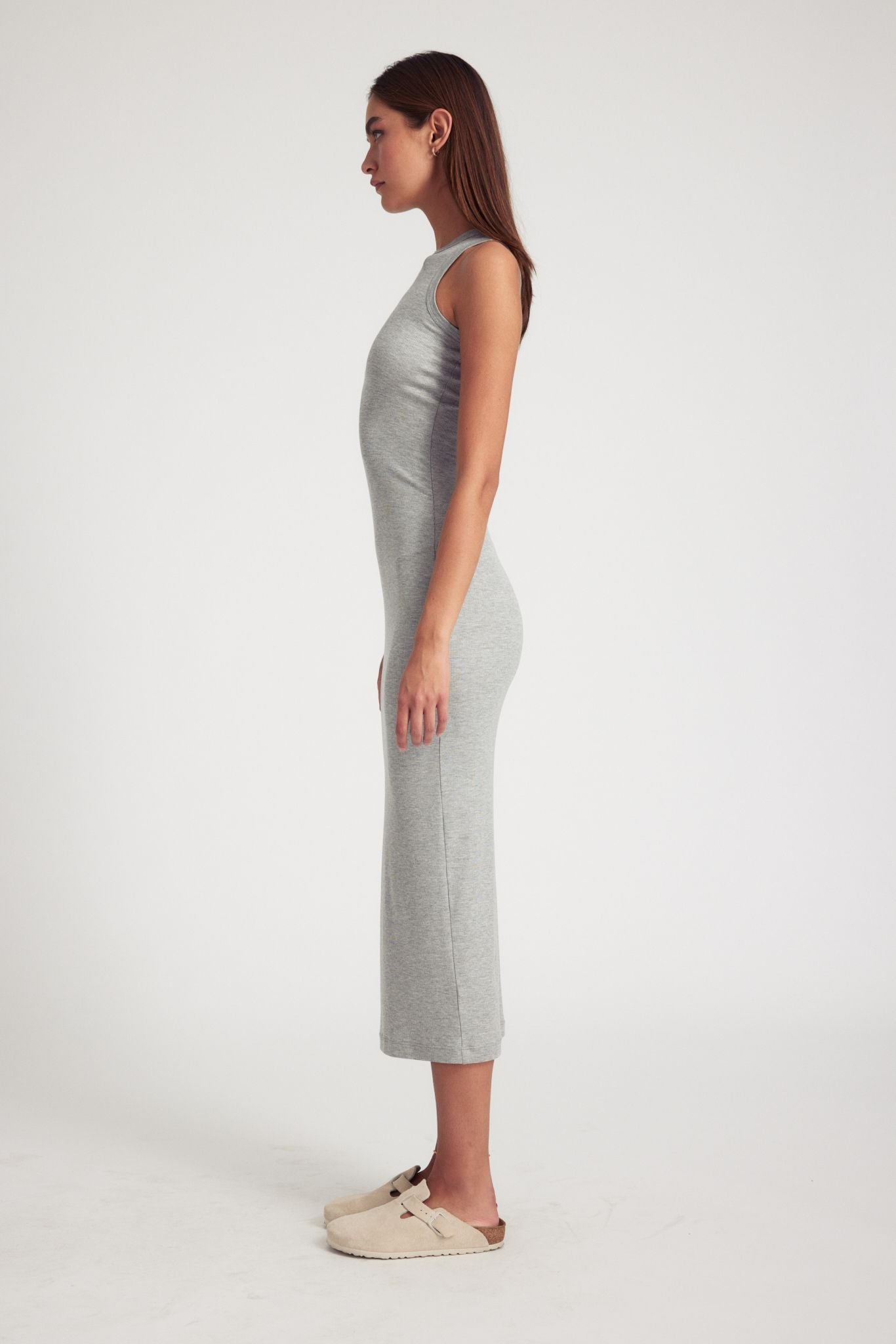 HEATHER GREY RIB RACER MAXI DRESS - 3
