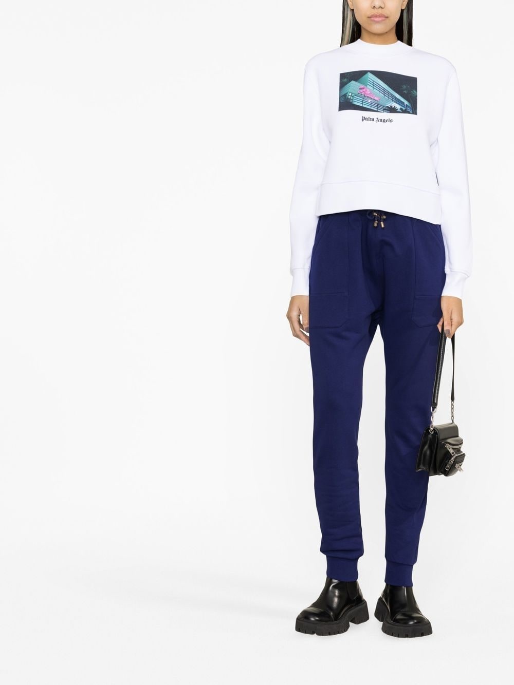 graphic-print cropped sweatshirt - 2
