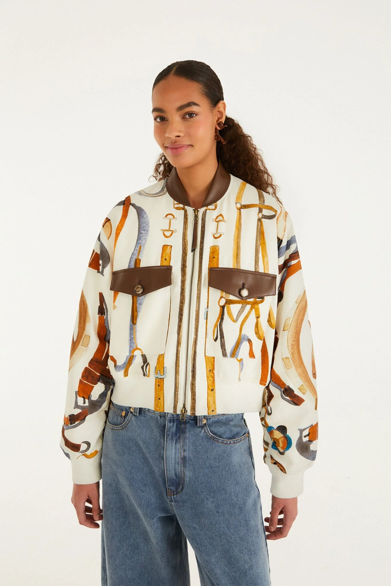 Off-White Equestrian Scarf Pockets Bomber Jacket - 1