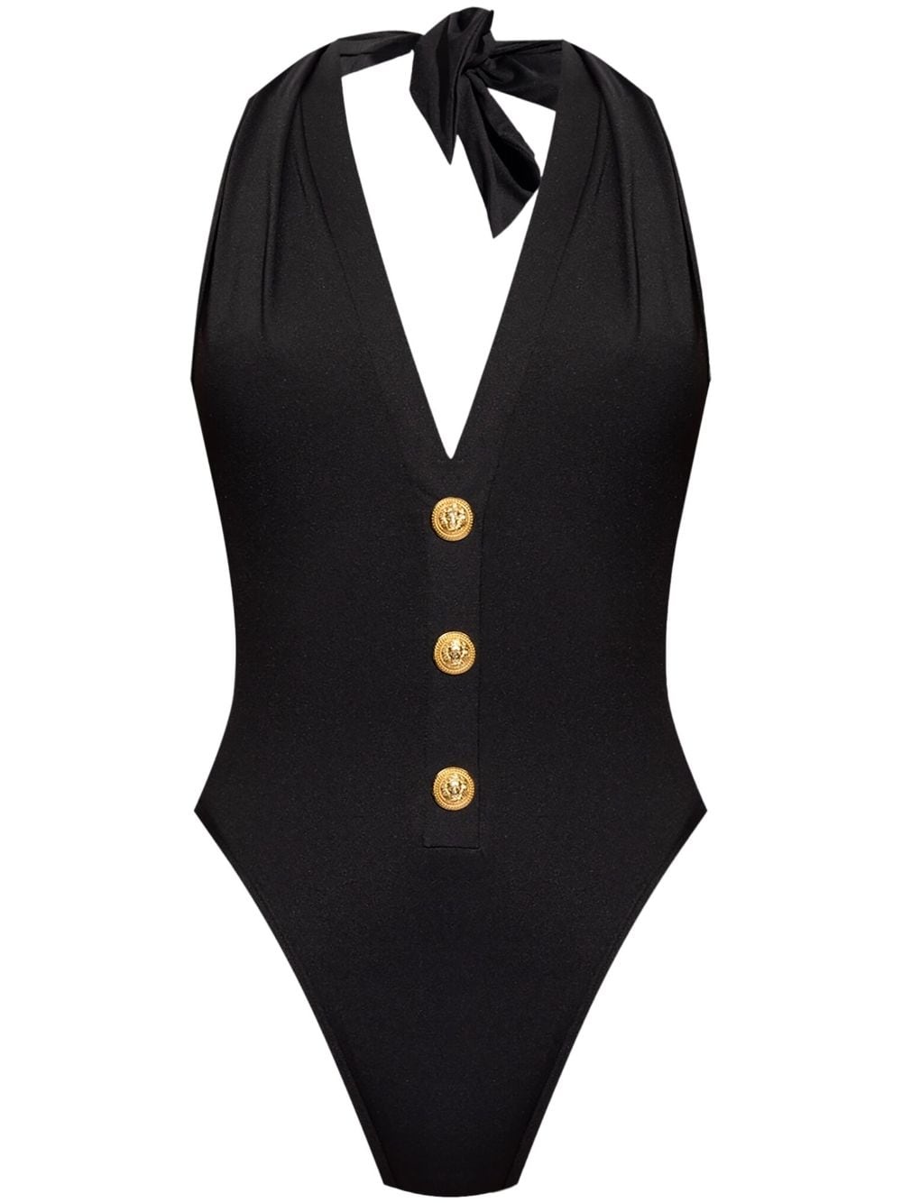 v-neck button detail swimsuit - 1