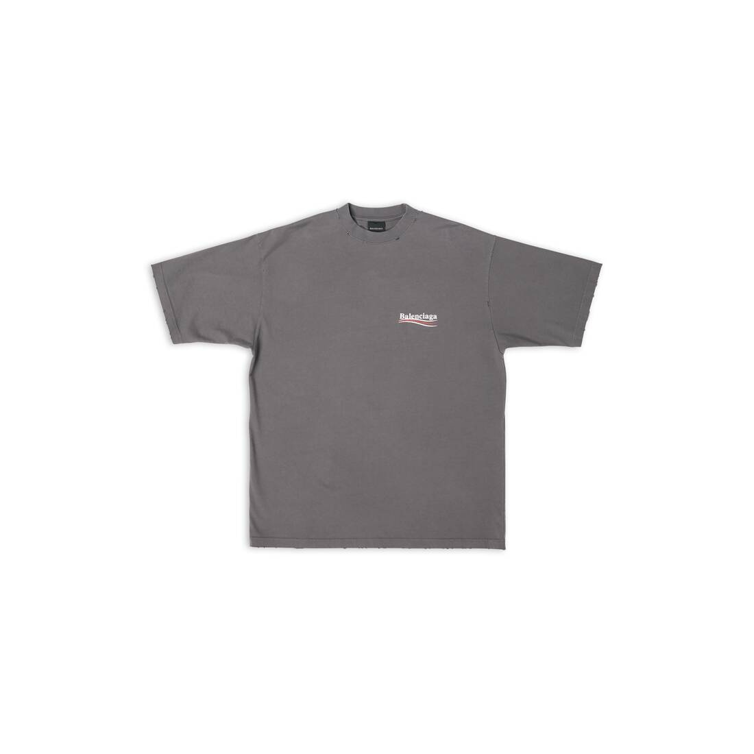 BALENCIAGA Men s Political Campaign T shirt Large Fit in Grey REVERSIBLE