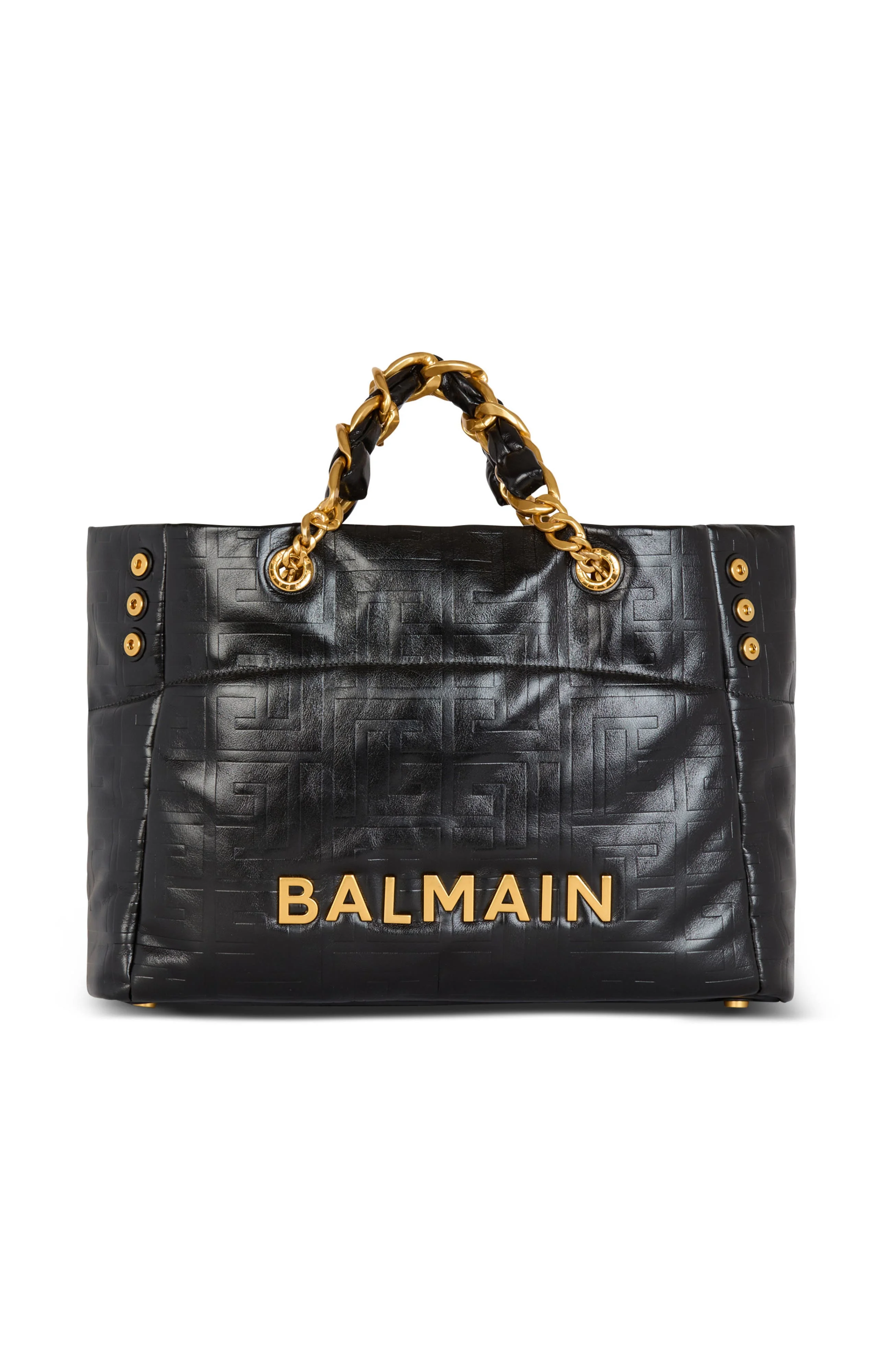 Balmain 1945 Soft crackled leather tote bag in Black at Nordstrom - 1