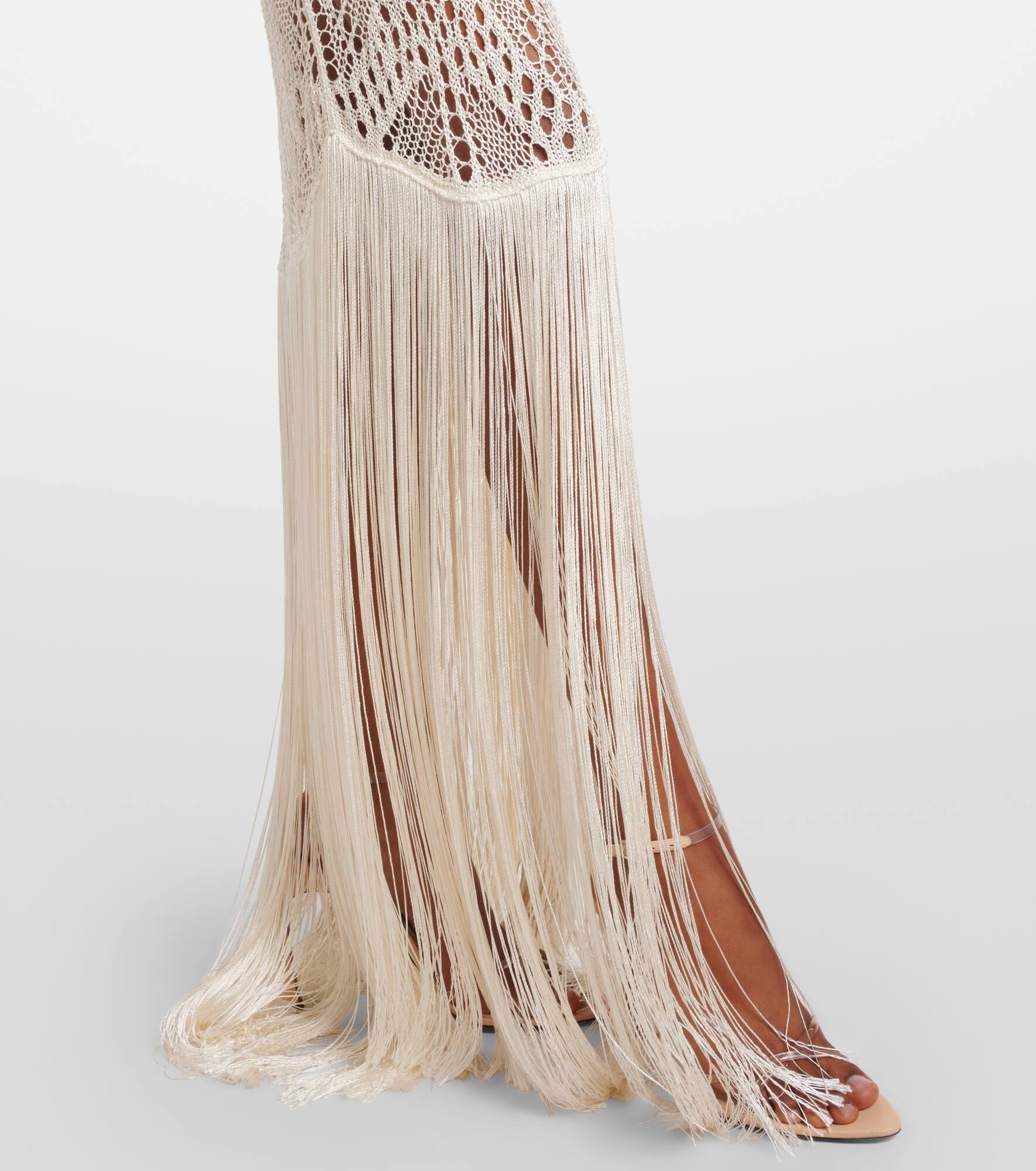 Fringed crochet maxi dress - 6