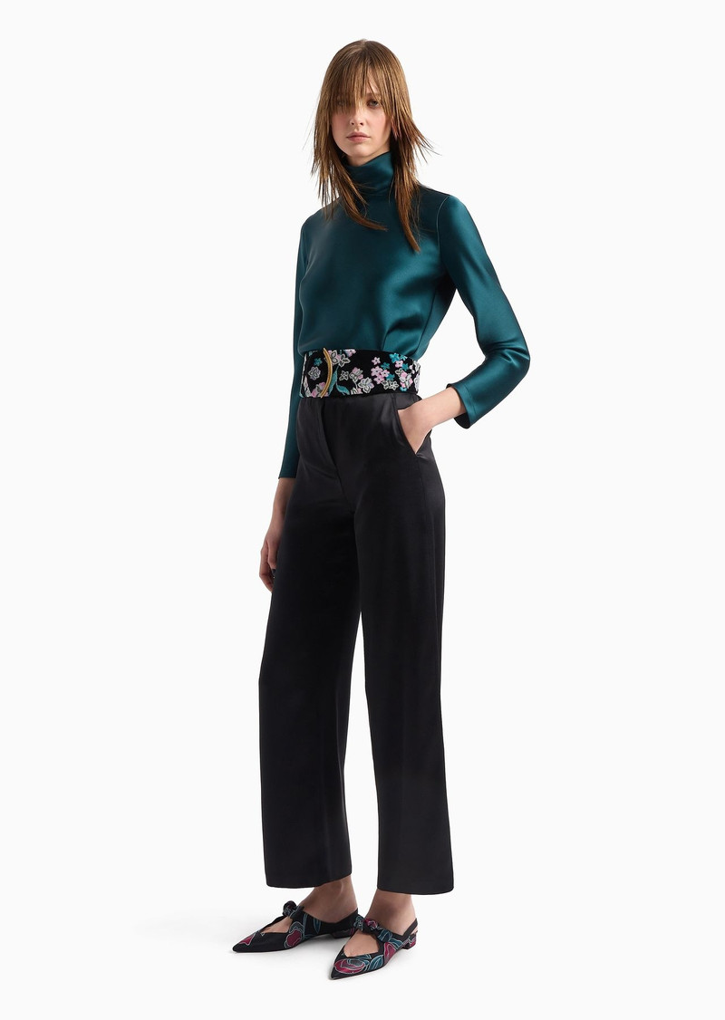 Long-sleeved blouse in silk double satin 4