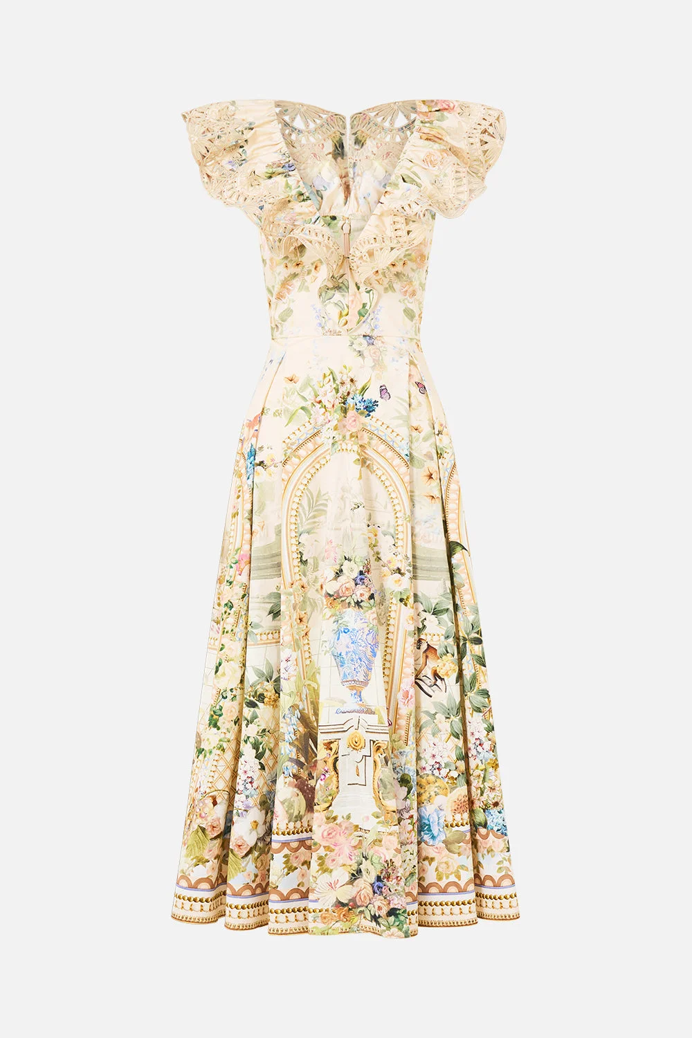 V NECK FRILL MIDI DRESS MIDSUMMER MASTERPIECE - 1