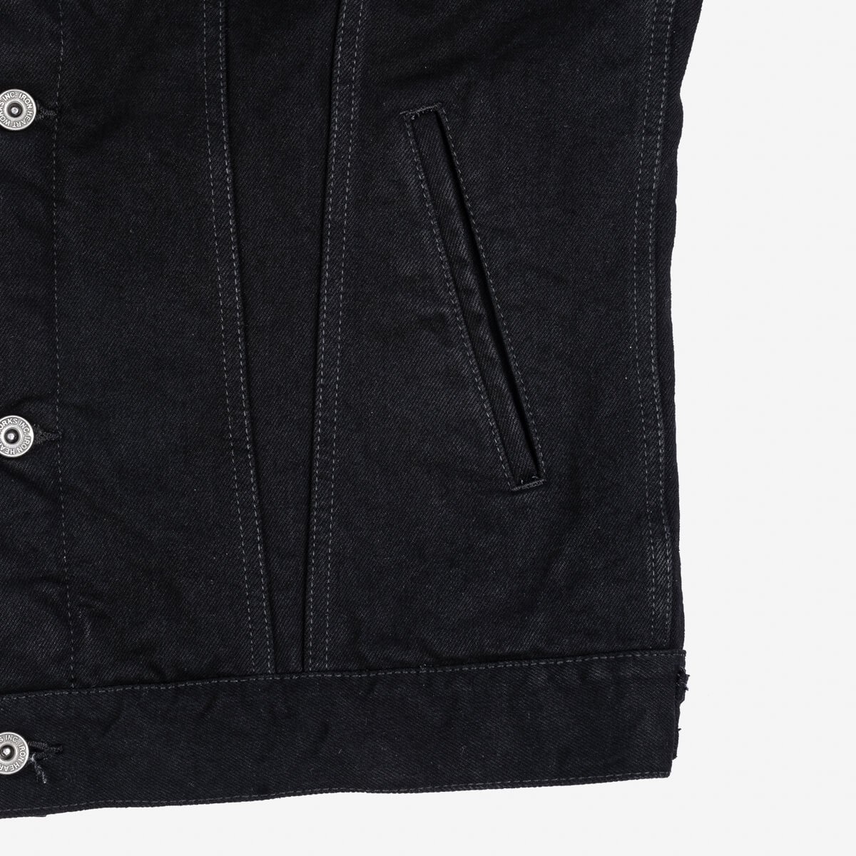 IHJ-116-BLK 14oz Selvedge Denim Fleece Lined Modified Type III Jacket - Black - 12