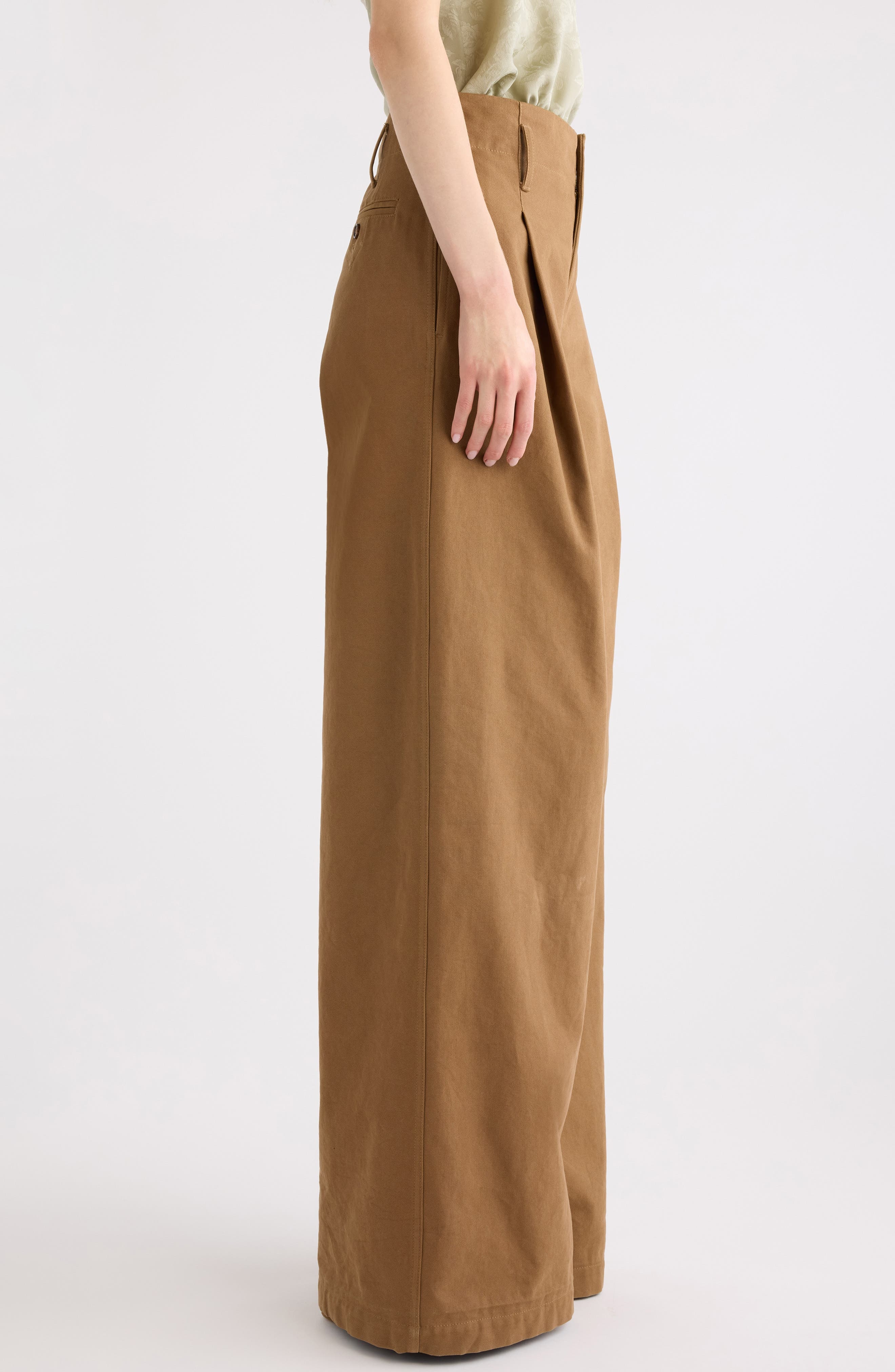 Chloé Garment Dye Organic Cotton Canvas Wide Leg Pants in Mustard Brown at Nordstrom - 4