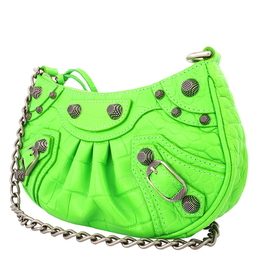 Balenciaga Le Cagole Mini Leather Purse In Acid Green - 6