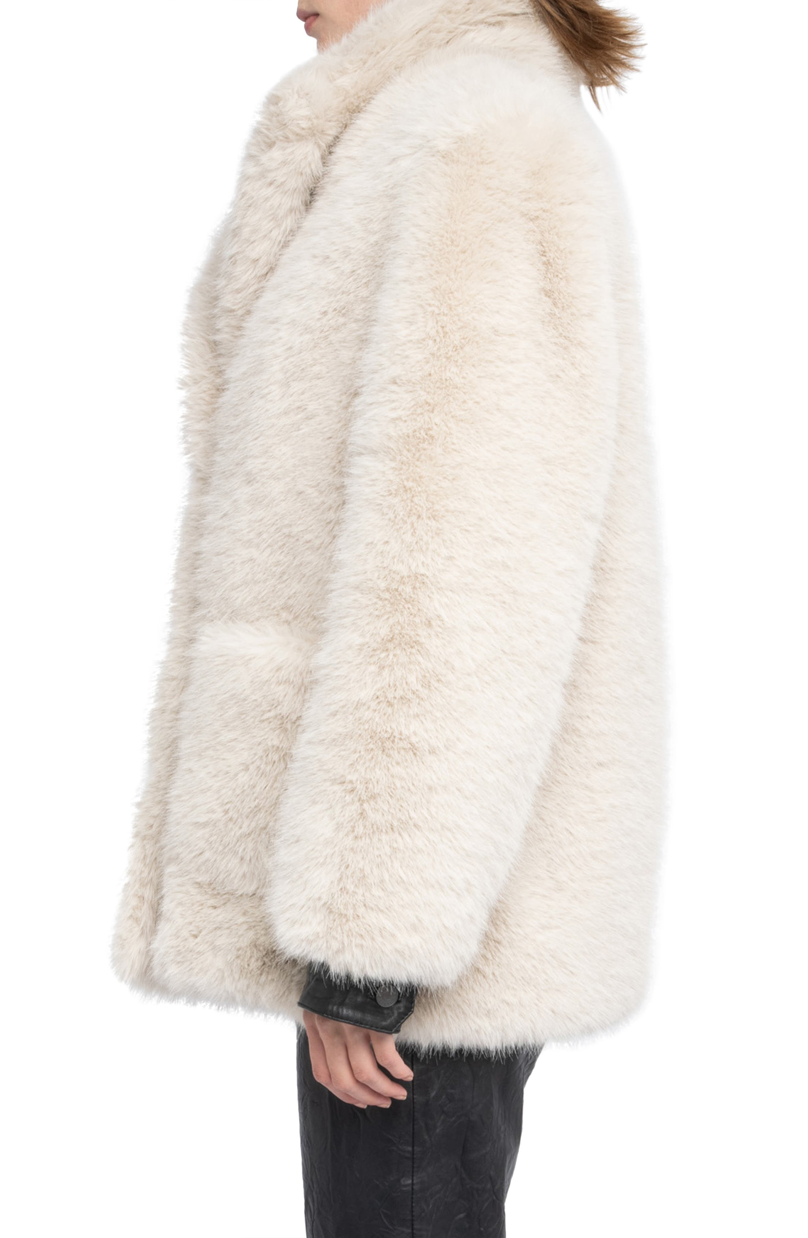 Zadig & Voltaire Fleur Faux Fur Coat in Ecru at Nordstrom - 3