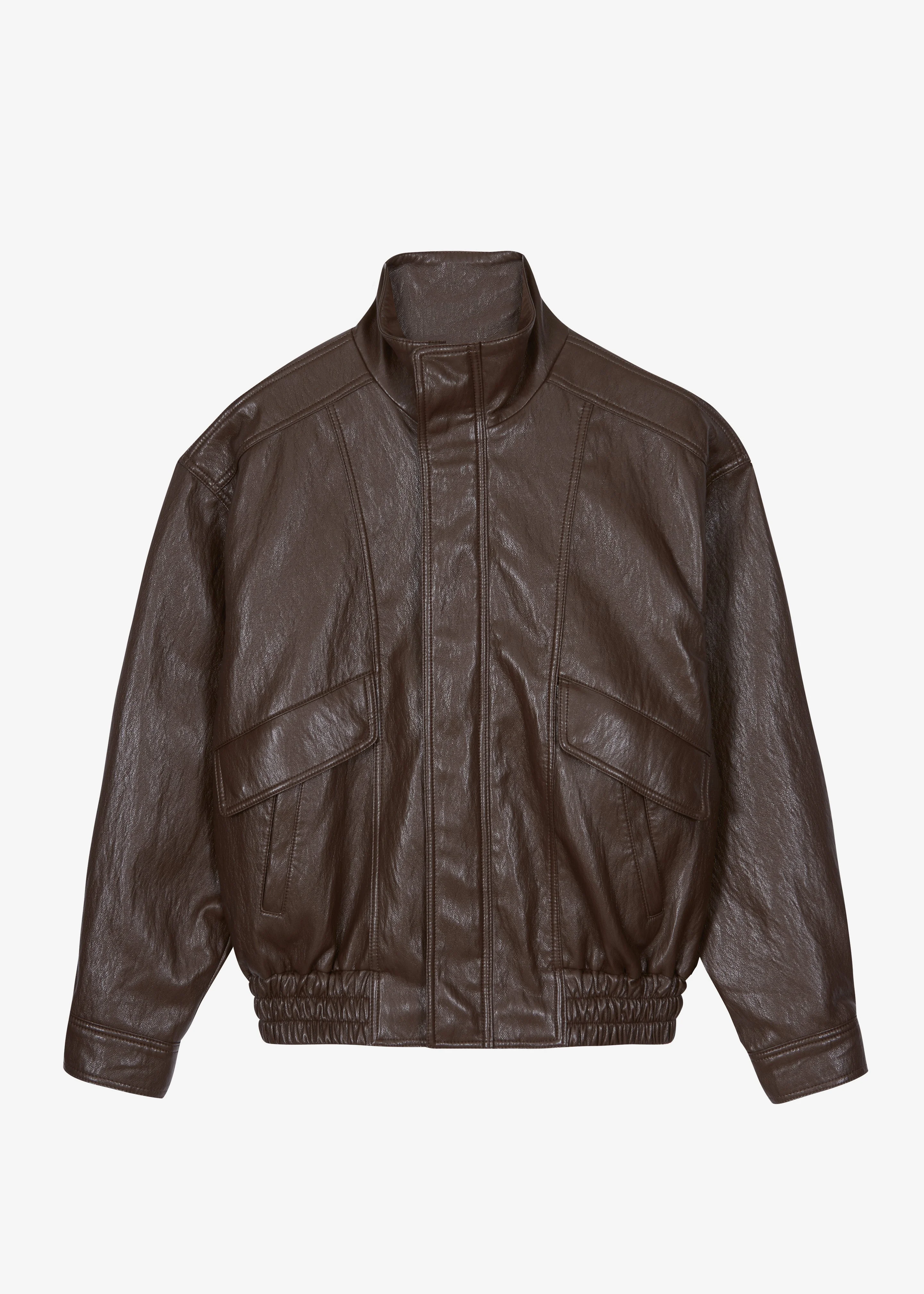Burland Faux Leather Jacket - Brown - 1