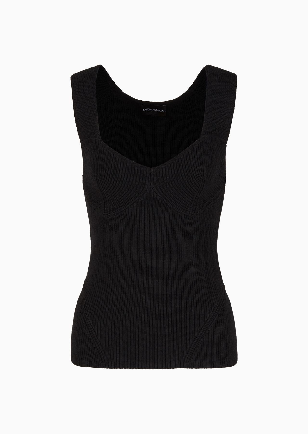 Corn-on-the-cob stitch knit top with contoured neckline - 1