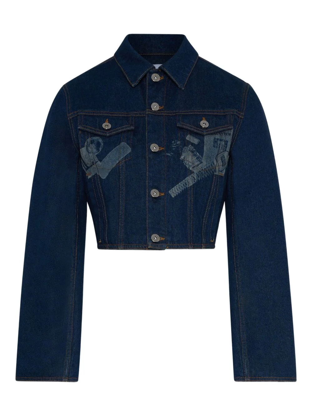 trompe l'oeil cropped denim jacket - 1