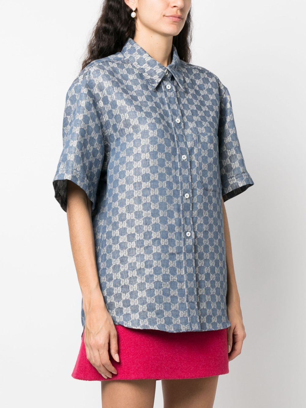 GG linen jacquard shirt - 3