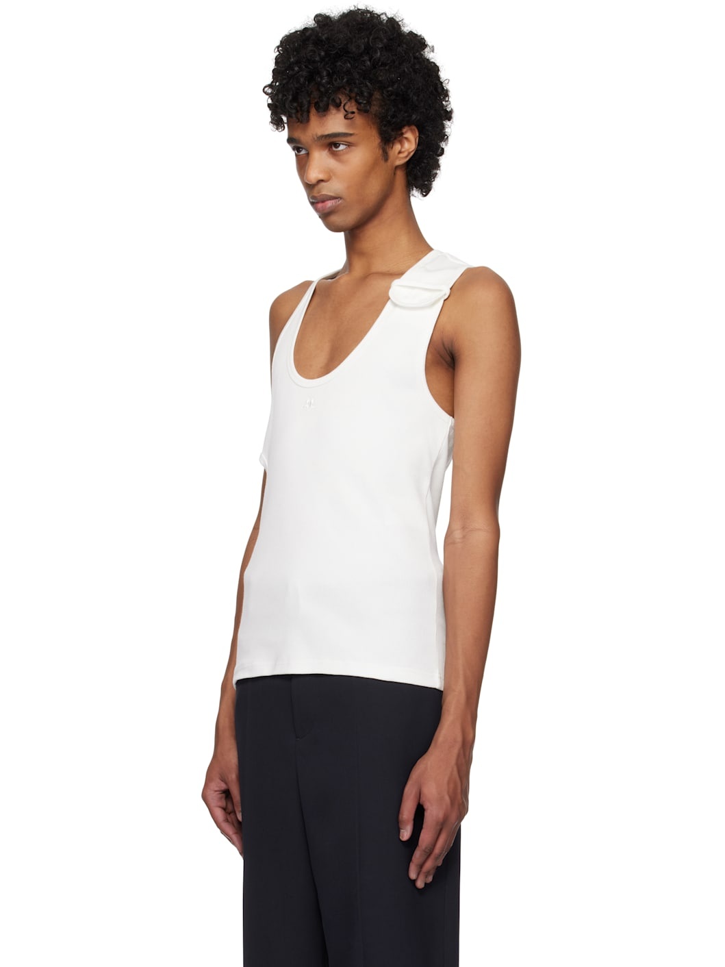 White 90's Rib Cut Out Tank Top - 4