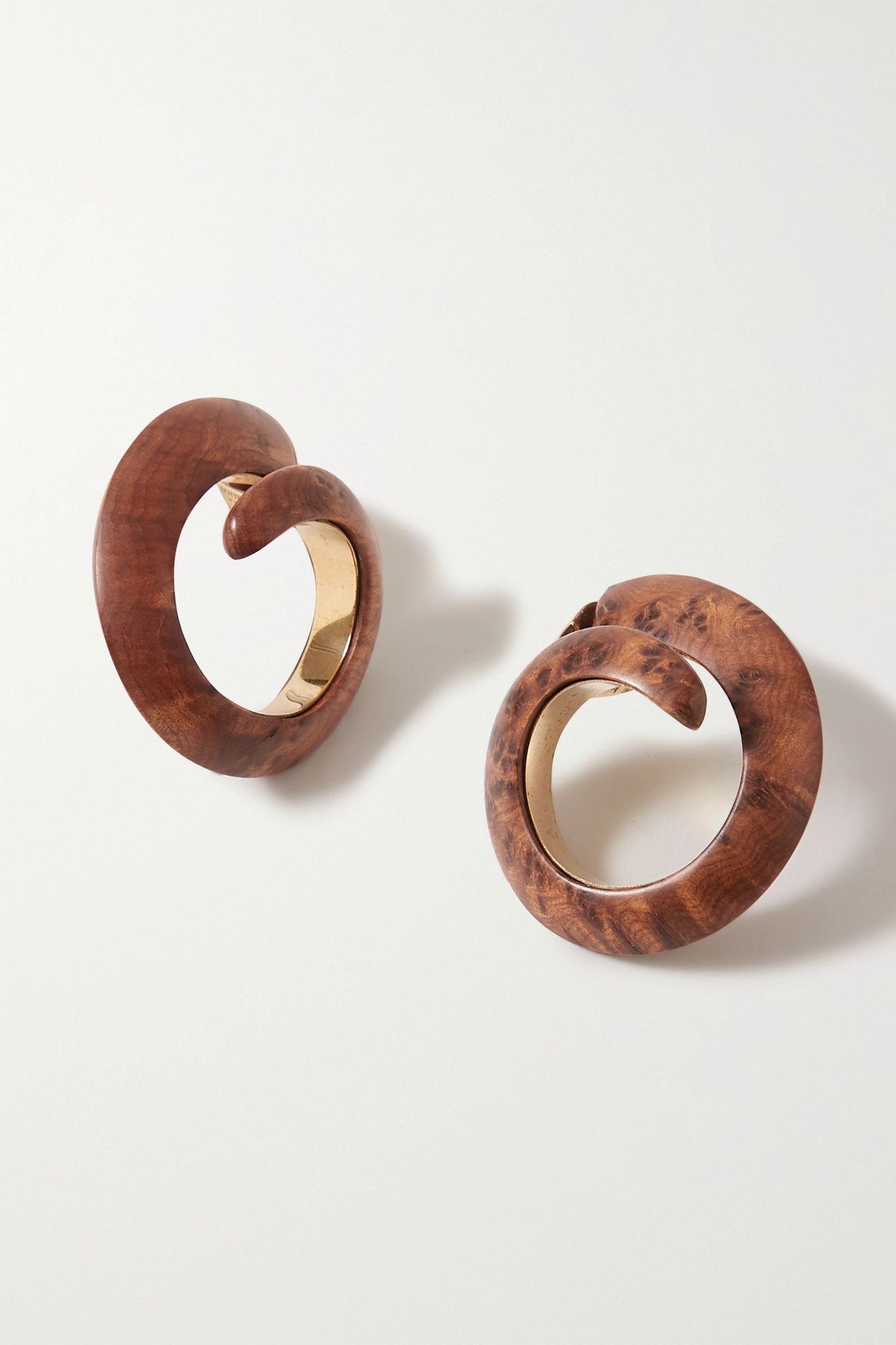 Gold-tone wood earrings - 1