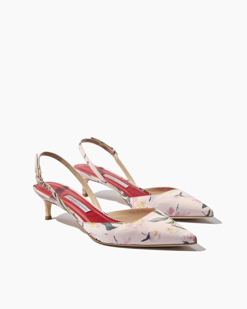 CAROLINA HERRERA Floral-Print Kitten Heel Slingback outlook