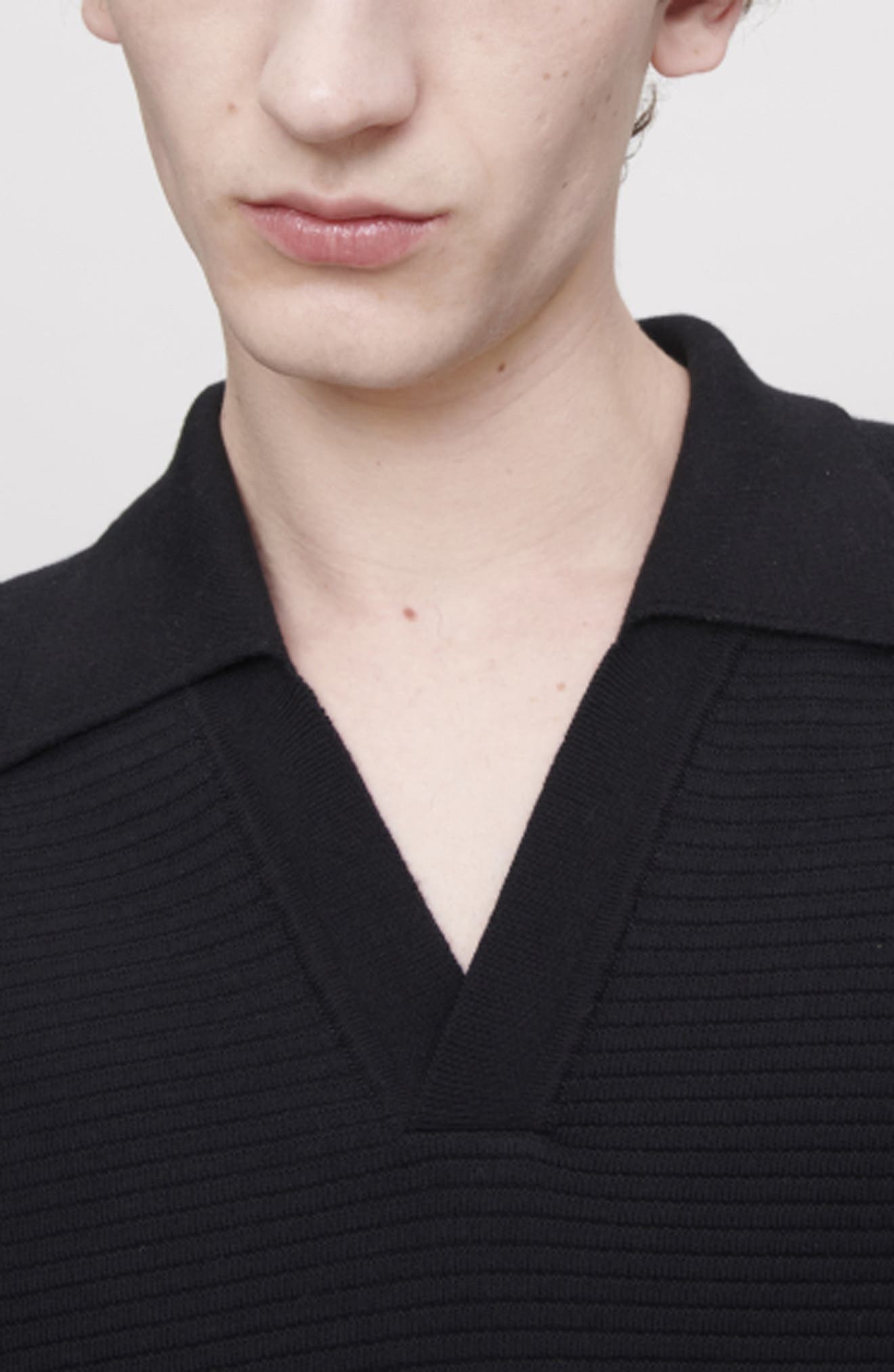 A.P.C. Livio Johnny Collar Polo in Lzz Black at Nordstrom - 3