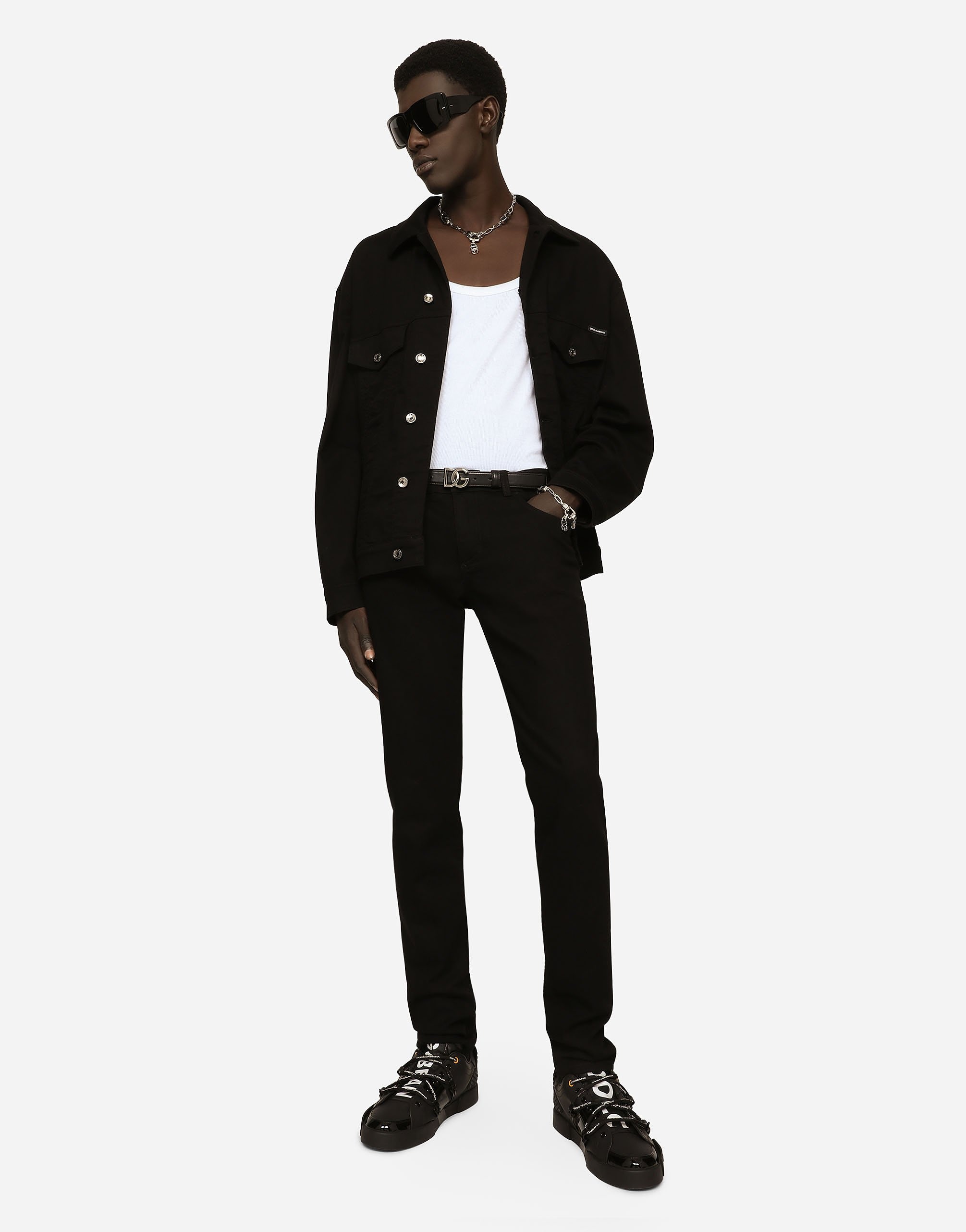 Black wash stretch denim jacket - 6