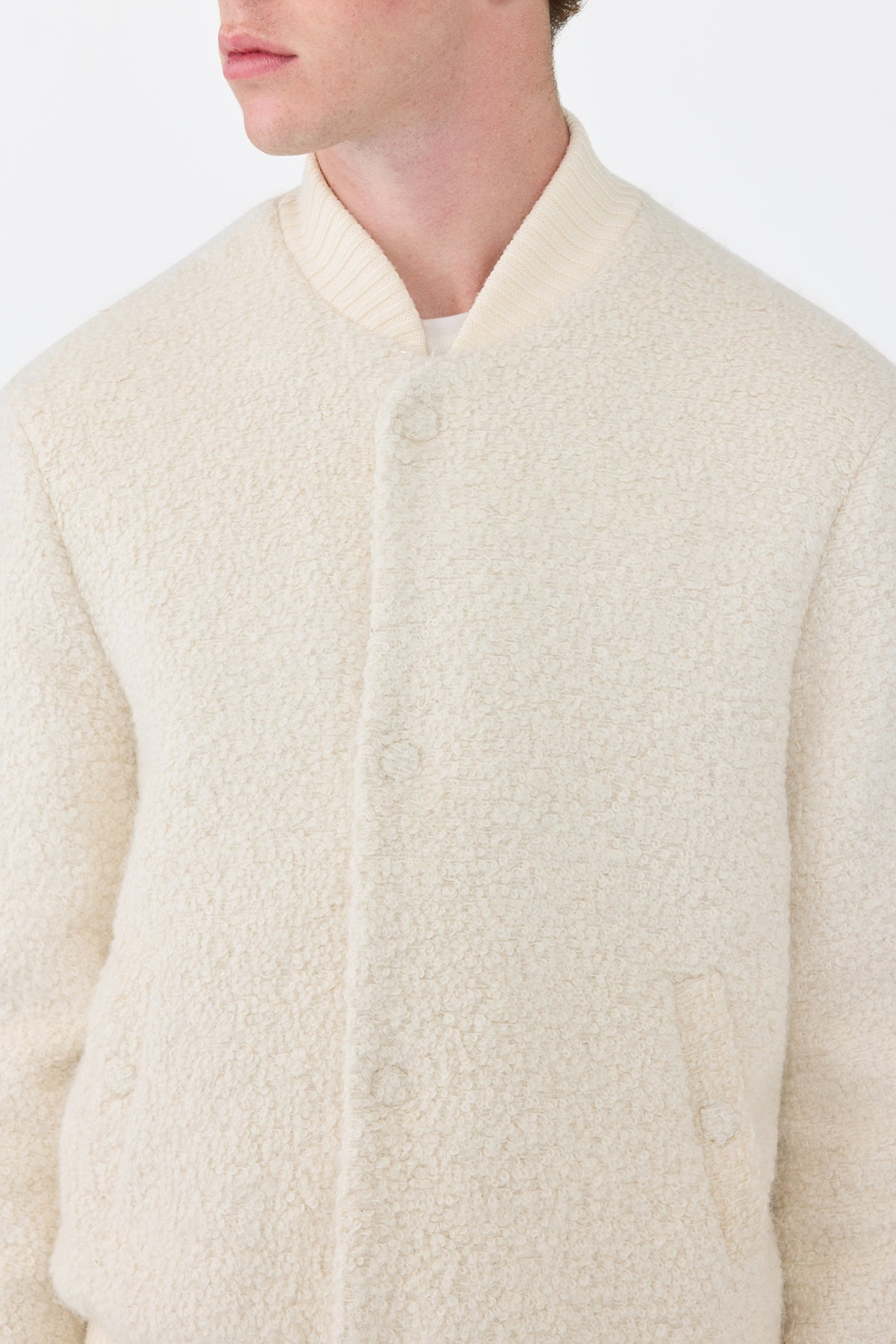 Brandon Bomber in Ivory Recycled Cashmere Boucle - 5