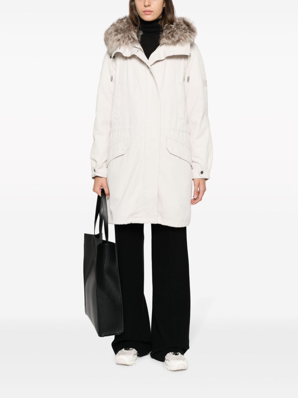 detachable-hood midi parka - 2