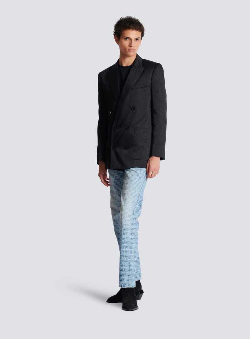 Balmain Monogrammed jacquard denim jeans outlook