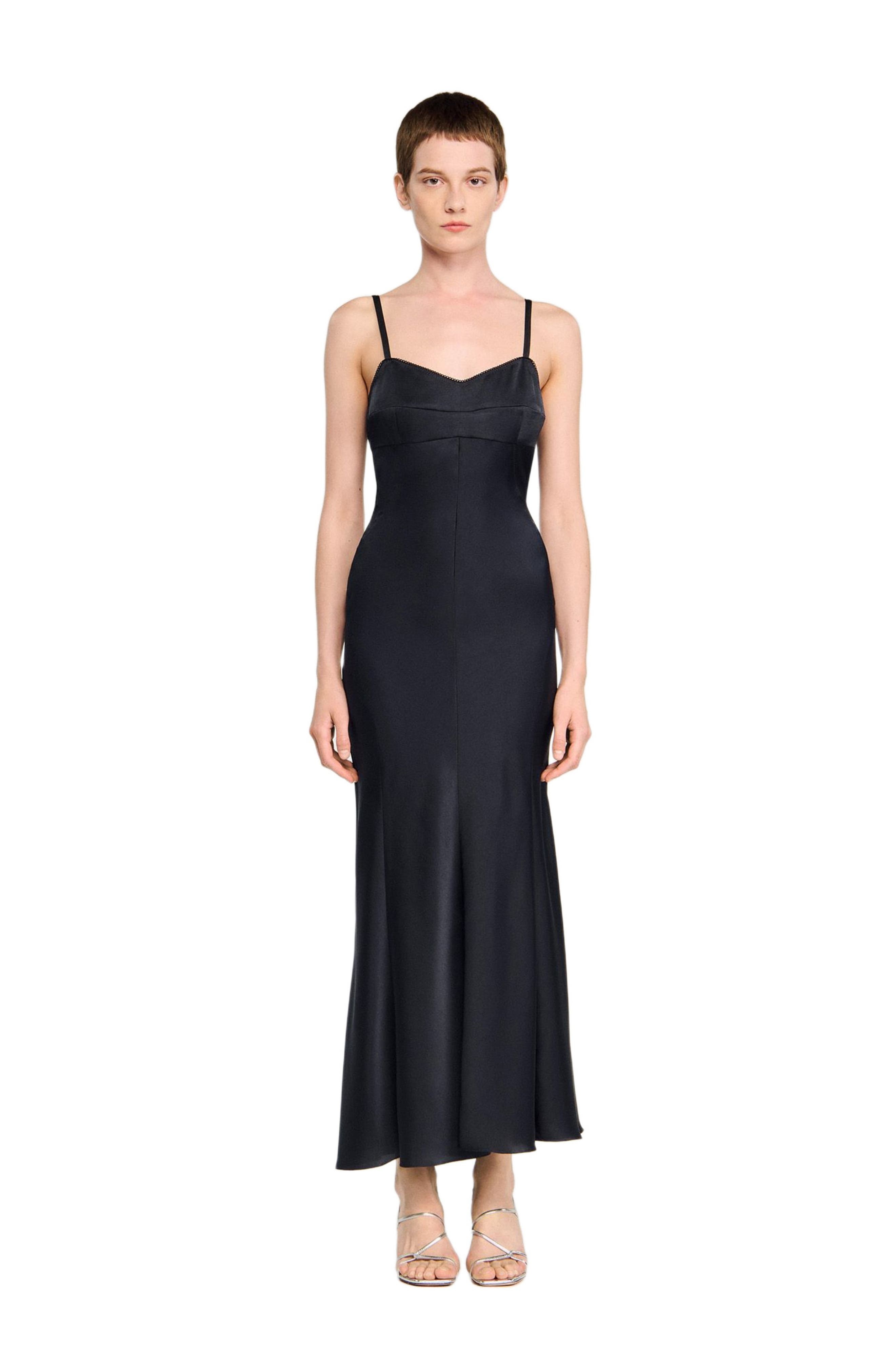 SANDRO Satin-effect maxi dress in Navy Blue at Nordstrom - 2