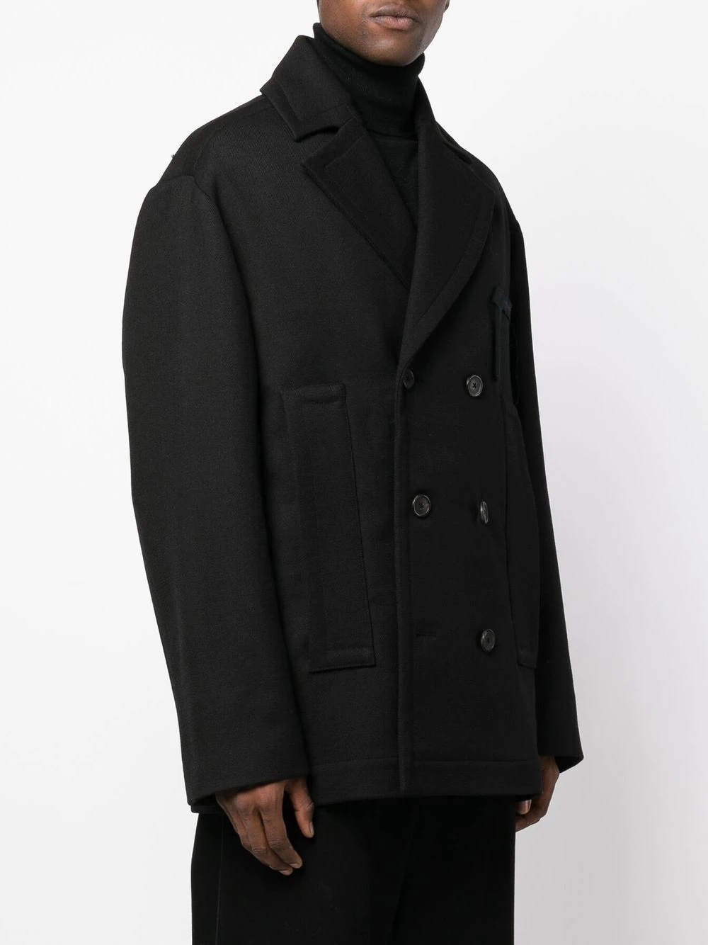 virgin wool double-breasted coat - 3