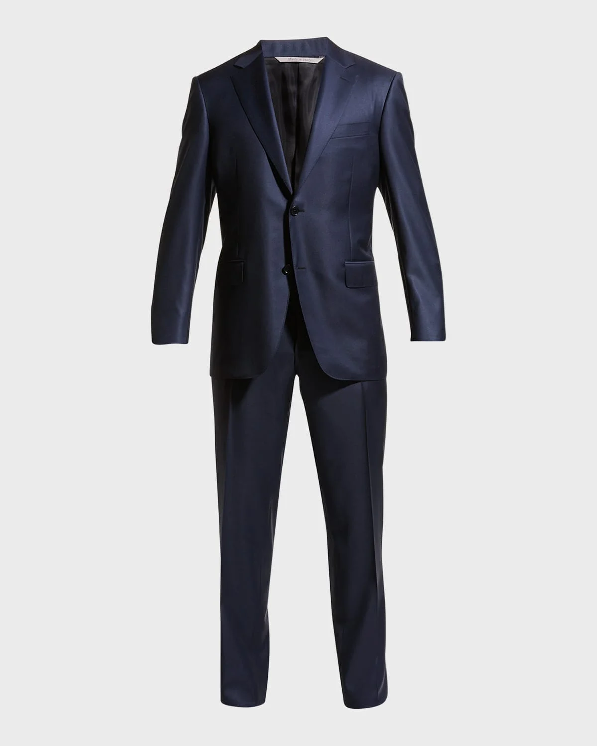 Men's Solid Wool Two-Piece Suit - 1