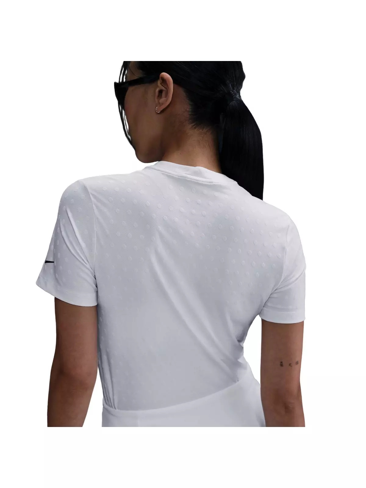 Women's Dri-FIT Tour Short-Sleeve Blade Jacquard AOJ Golf Polo -White - 2